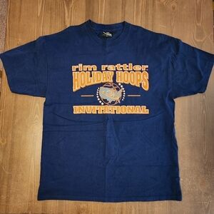 Rim Rattler Holiday Hoops International Graphic Print Staff T Shirt Blue Mens XL